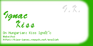 ignac kiss business card